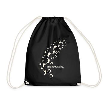 Drôle Ne jamais marcher seul Chien Amoureux Chiens Empreintes de pas - Sac de sport léger - noir - Devant