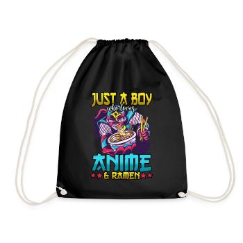 Otaku Just A Boy Who Loves Anime And Ramen Manga - Drawstring Bag - black - Front