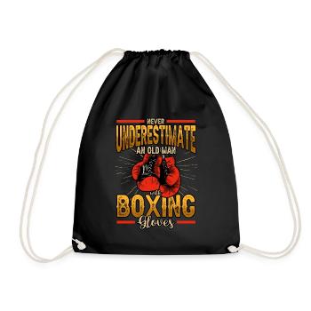 Never Underestimate An Old Man With Boxing Gloves - Turnbeutel - Schwarz - Vorne