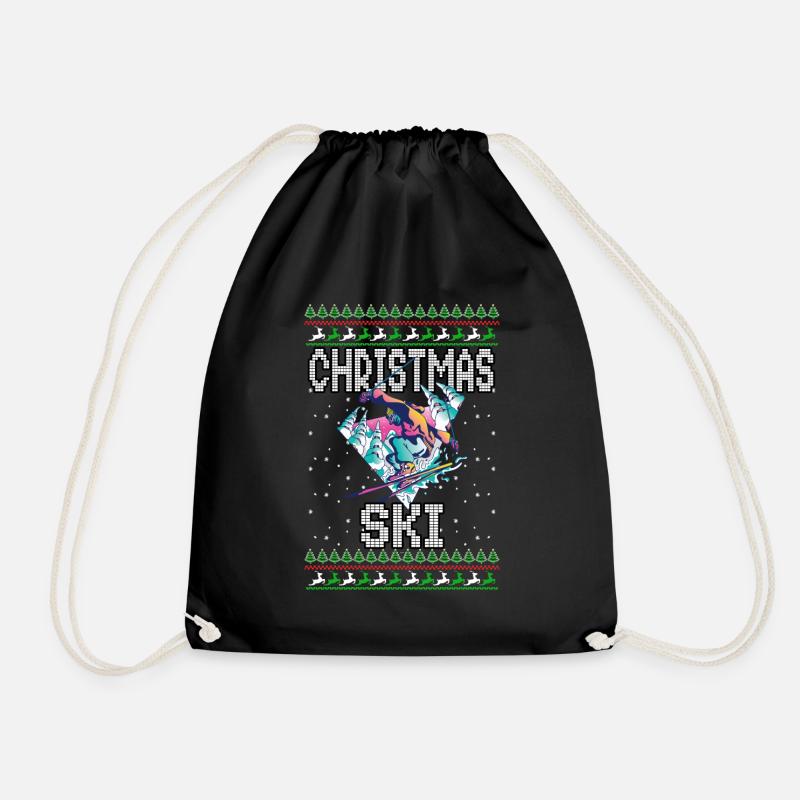 Funny Christmas Ski Lover Xmas Ugly Sweater Skiing - Turnbeutel - Schwarz