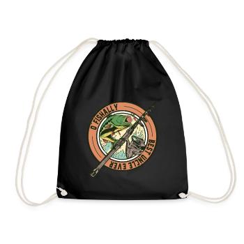 Vintage O'fishally Best Uncle Ever Funny Fishing - Turnbeutel - Schwarz - Vorne