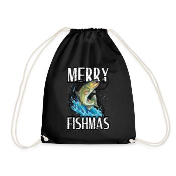 Drôle Merry Fishmas Pêche Pêcheur Pêcheur - Sac de sport léger - noir - Devant