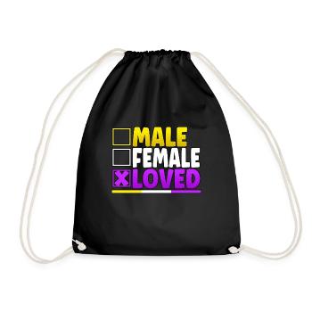 Male Female Loved LGBT Pride Month - Drawstring Bag - black - Front