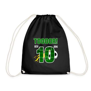 Tooor! Ich bin 10 Jahre Fußball Fußballer 10. - Turnbeutel - Schwarz - Vorne
