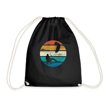 Vintage Kiteboarding, Kitesurfer, Sonnenuntergang - Turnbeutel - Schwarz - Vorne