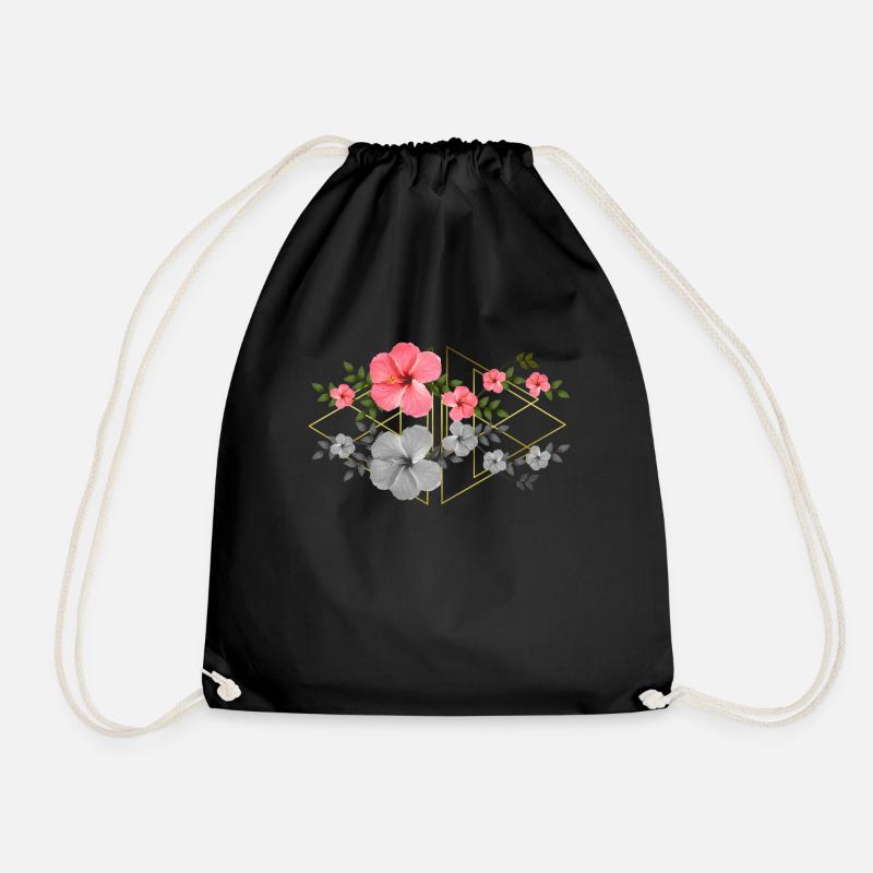 Hibiscus avec graphiques - fleur tropicale - Afrique - Sac de sport léger - noir