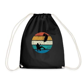 Kiteboarding Kiteboarder Kiteboard Silhouette Nein - Turnbeutel - Schwarz - Vorne