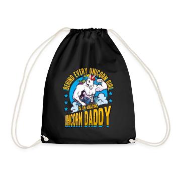 Amazing Unicorn Daddy Funny Father Father's Day - Drawstring Bag - black - Front