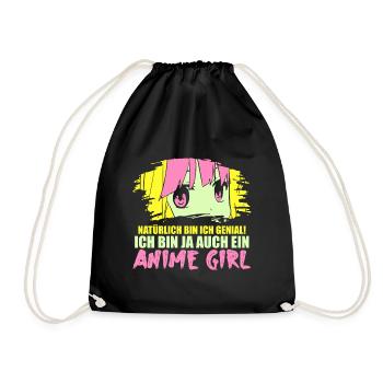 Ich genial ich bin ja auch ein Anime Girl - Turnbeutel - Schwarz - Vorne