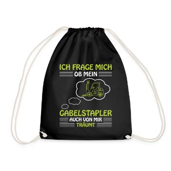Lagerarbeiter Logistiker Stapler Staplerfahrer - Turnbeutel - Schwarz - Vorne