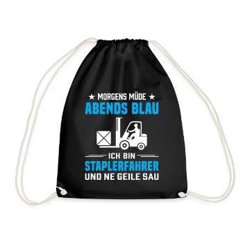 Lagerarbeiter Logistiker Stapler Staplerfahrer - Turnbeutel - Schwarz - Vorne