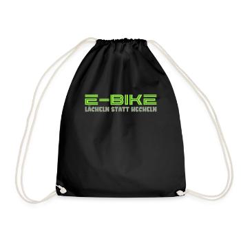E-Bike Lächeln statt Hecheln Pedelec E-Bike - Turnbeutel - Schwarz - Vorne