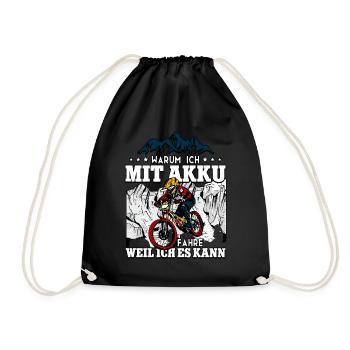 Warum ich mit Akku fahre Pedelec E-Bike - Turnbeutel - Schwarz - Vorne
