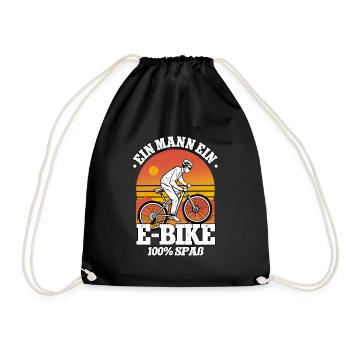 A man an e-bike pedelec e-bike - Drawstring Bag - black - Front