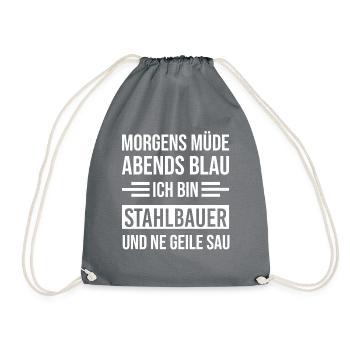 Morgens Müde Abends Blau Stahlbauer - Turnbeutel - Grau - Vorne