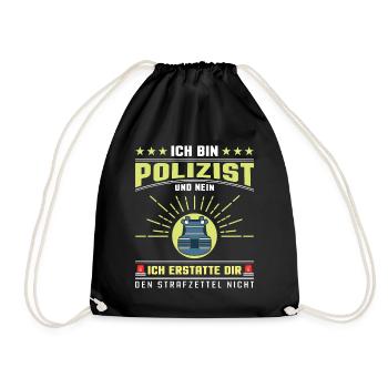 Polizei Polizist Polizisten Polizeibeamter - Turnbeutel - Schwarz - Vorne