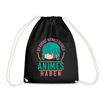Du kannst niemals zu viele Animes haben - Turnbeutel - Schwarz - Vorne