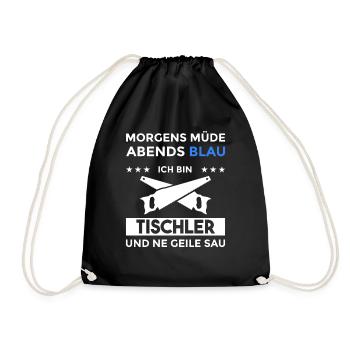 Morgens Müde Abends Blau Tischler - Turnbeutel - Schwarz - Vorne