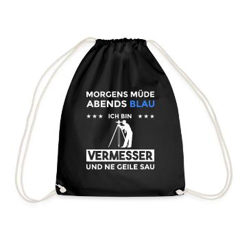 Morgens Müde Abends Blau Vermesser - Turnbeutel - Schwarz - Vorne