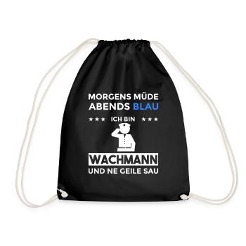 Morgens Müde Abends Blau Wachmann - Turnbeutel - Schwarz - Vorne