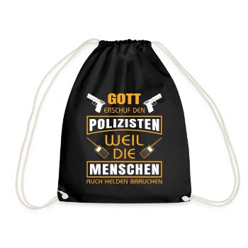 Polizei Polizist Polizisten Polizeibeamter - Turnbeutel - Schwarz - Vorne