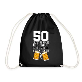 50. Geburtstag Bierglas Bier - Turnbeutel - Schwarz - Vorne