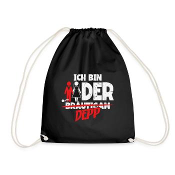 Ich bin der Depp Bräutigam - Turnbeutel - Schwarz - Vorne