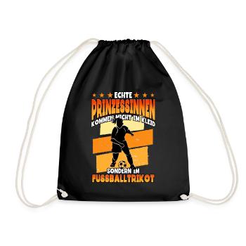 Echte Prinzessinnen Fußballtrikot Fußball Spruch - Turnbeutel - Schwarz - Vorne