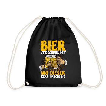 Bier - Turnbeutel - Schwarz - Vorne