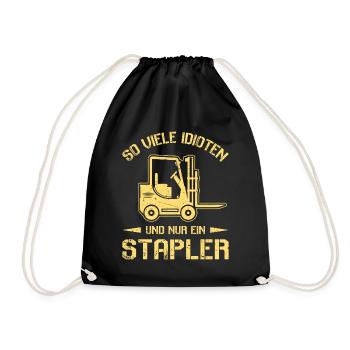 Lagerarbeiter Logistiker Stapler Staplerfahrer - Turnbeutel - Schwarz - Vorne