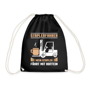 Lagerarbeiter Logistiker Stapler Staplerfahrer - Turnbeutel - Schwarz - Vorne