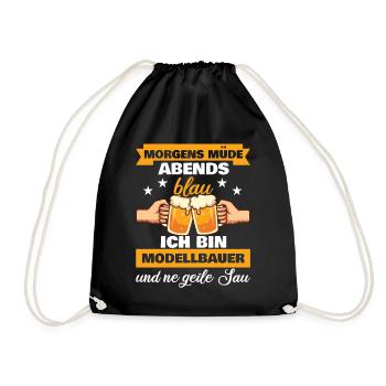 Morgens Müde Abends Blau Modellbauer - Turnbeutel - Schwarz - Vorne