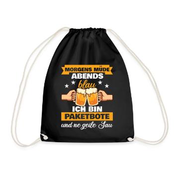 Morgens Müde Abends Blau Paketbote - Turnbeutel - Schwarz - Vorne
