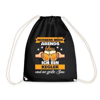 Morgens Müde Abends Blau Kegler - Turnbeutel - Schwarz - Vorne