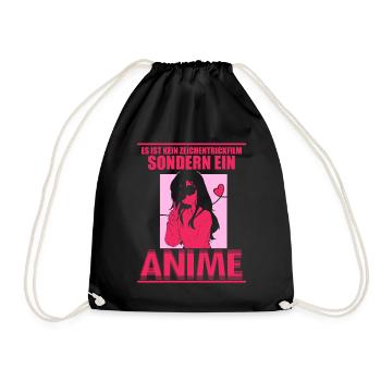 Es ist kein Zeichentrickfilm sondern ein Anime - Turnbeutel - Schwarz - Vorne
