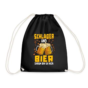 Schlager und Bier darum bin ich hier Schlagerparty - Turnbeutel - Schwarz - Vorne