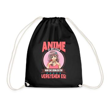 Anime Spruch Weeb Otaku Anime ist wie Latein - Turnbeutel - Schwarz - Vorne