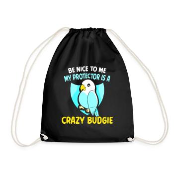 my protector is a crazy budgie - Turnbeutel - Schwarz - Vorne