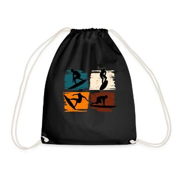 Surfing Surf Surfer - Drawstring Bag - black - Front