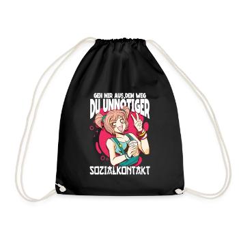 Anime Saying Weeb Otaku - Drawstring Bag - black - Front