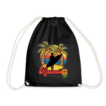Surfing Surf Surfer Hawaii - Drawstring Bag - black - Front
