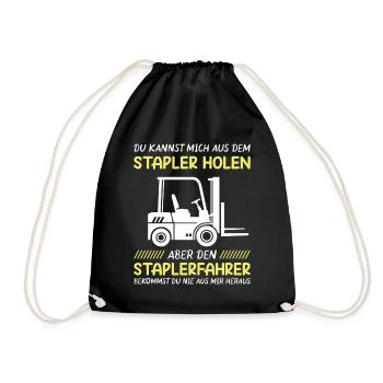 Lagerarbeiter Logistiker Stapler Staplerfahrer - Turnbeutel - Schwarz - Vorne
