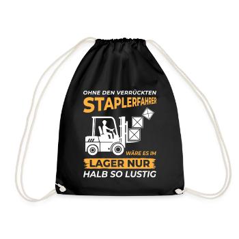 Lagerarbeiter Logistiker Stapler Staplerfahrer - Turnbeutel - Schwarz - Vorne