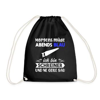 Morgens Müde Abends Blau Schreiner - Turnbeutel - Schwarz - Vorne