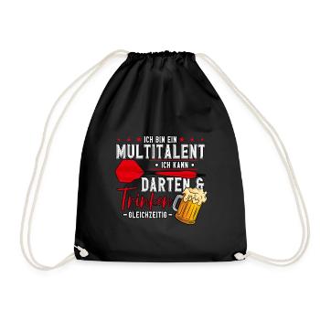 Darts Dartspieler - Turnbeutel - Schwarz - Vorne