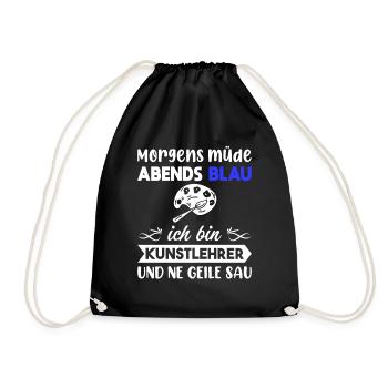 Morgens Müde Abends Blau Kunstlehrer - Turnbeutel - Schwarz - Vorne
