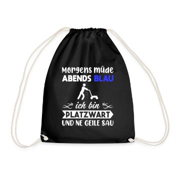 Morgens Müde Abends Blau Platzwart - Turnbeutel - Schwarz - Vorne