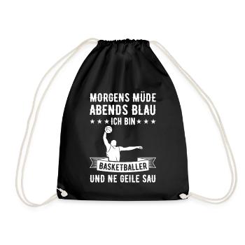Morgens Müde Abends Blau Basketballer - Turnbeutel - Schwarz - Vorne
