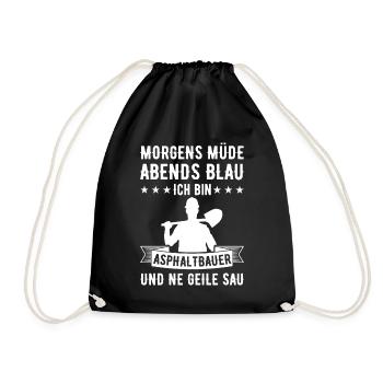 Morgens Müde Abends Blau Asphaltbauer - Turnbeutel - Schwarz - Vorne