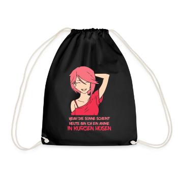 Heute bin ich ein Anime in kurzen Hosen - Turnbeutel - Schwarz - Vorne